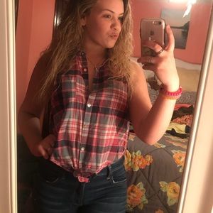 Cute flannel/lace tank